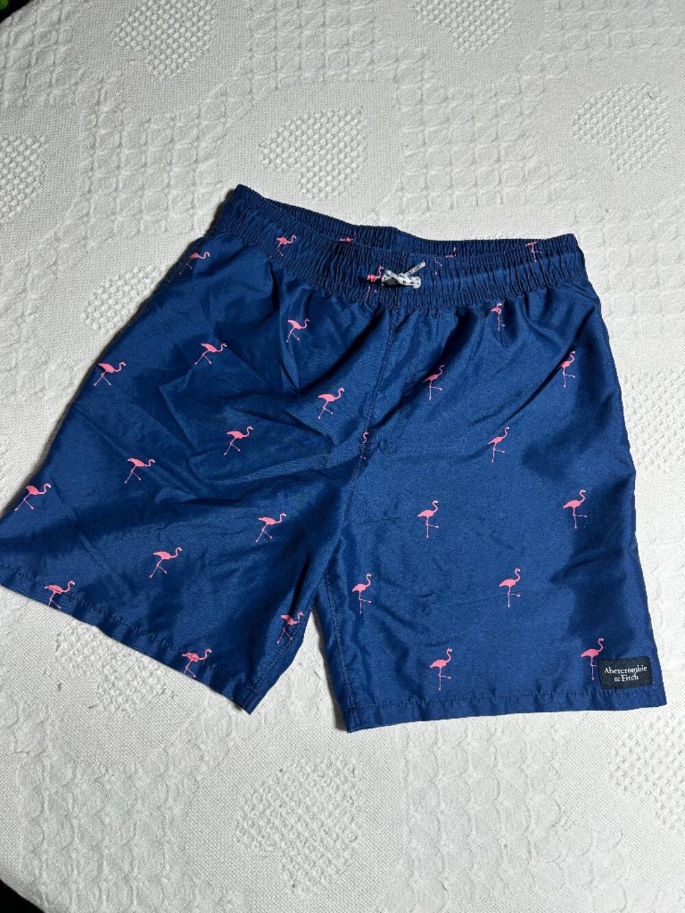 Abercrombie Kids Boys 13/14 Flamingo Swim Trunks Navy Pink